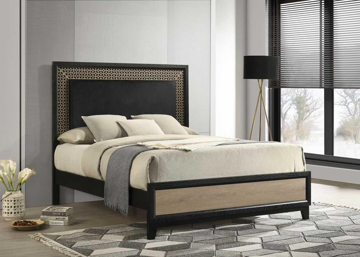 Valencia Queen Bed Light Brown and Black