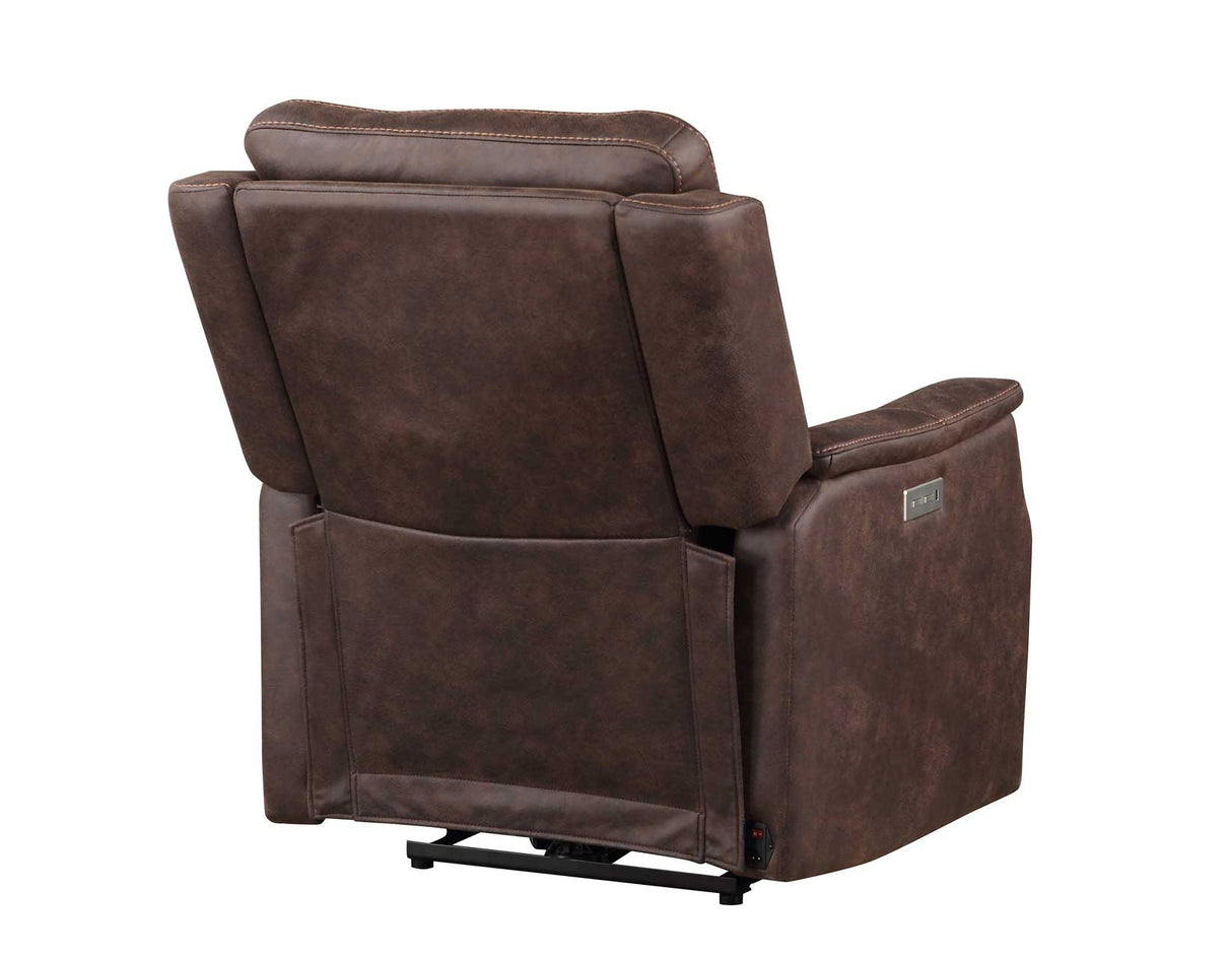 Valencia Walnut Dual-Power Leatherette Recliner by Steve Silver at Eve Furniture