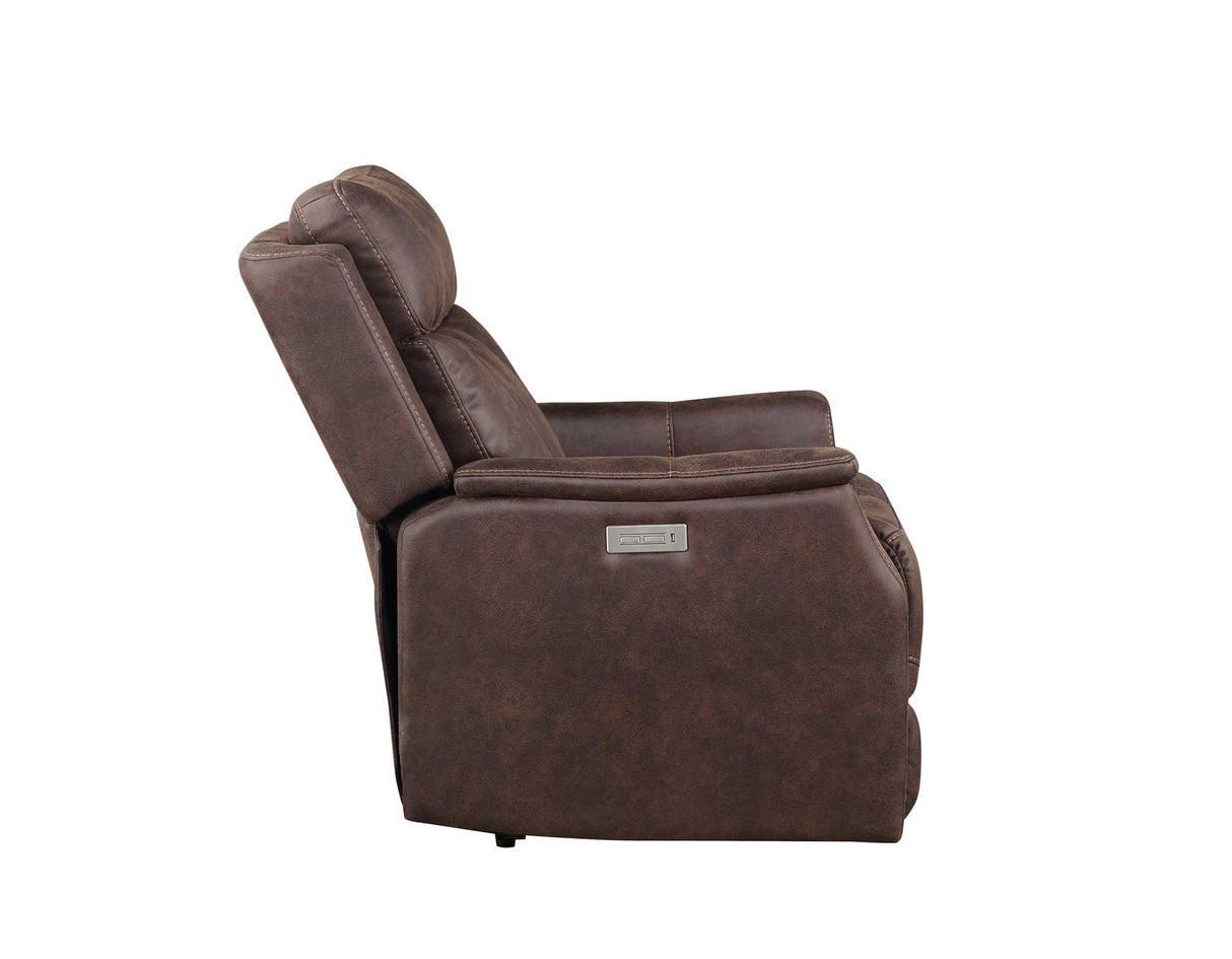 Valencia Walnut Dual-Power Leatherette Recliner by Steve Silver at Eve Furniture