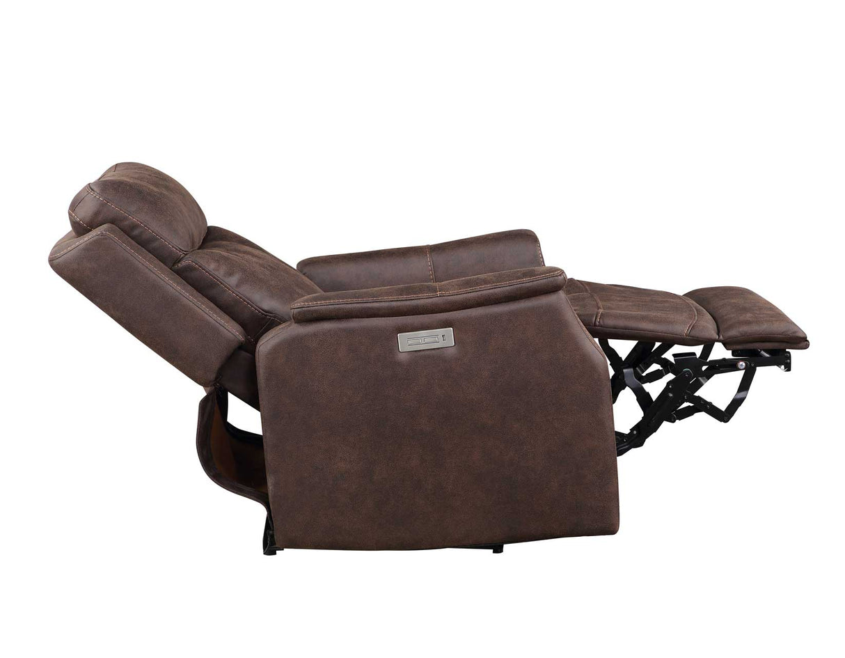 Valencia Walnut Dual-Power Leatherette Recliner by Steve Silver at Eve Furniture