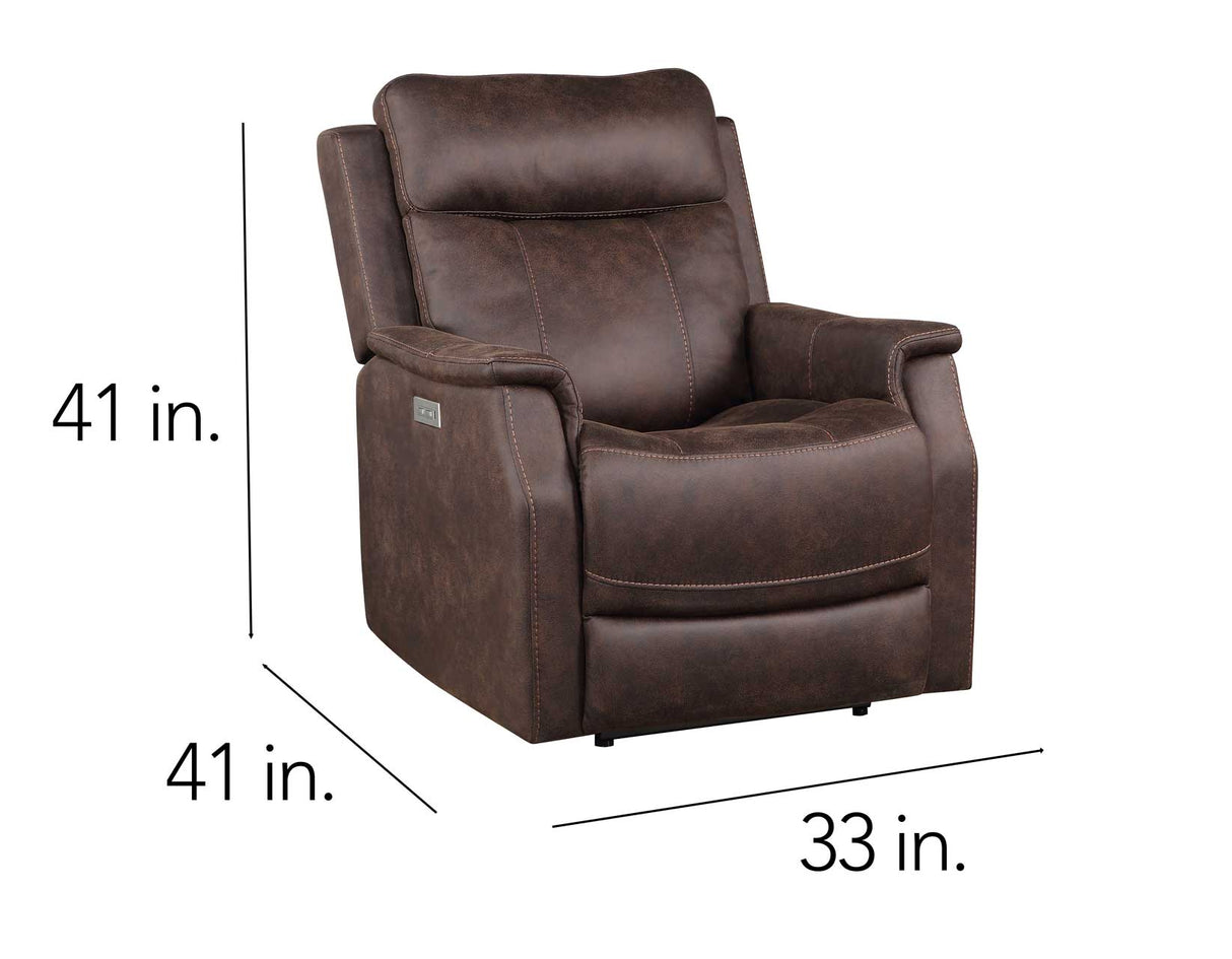 Valencia Walnut Dual-Power Leatherette Recliner by Steve Silver at Eve Furniture