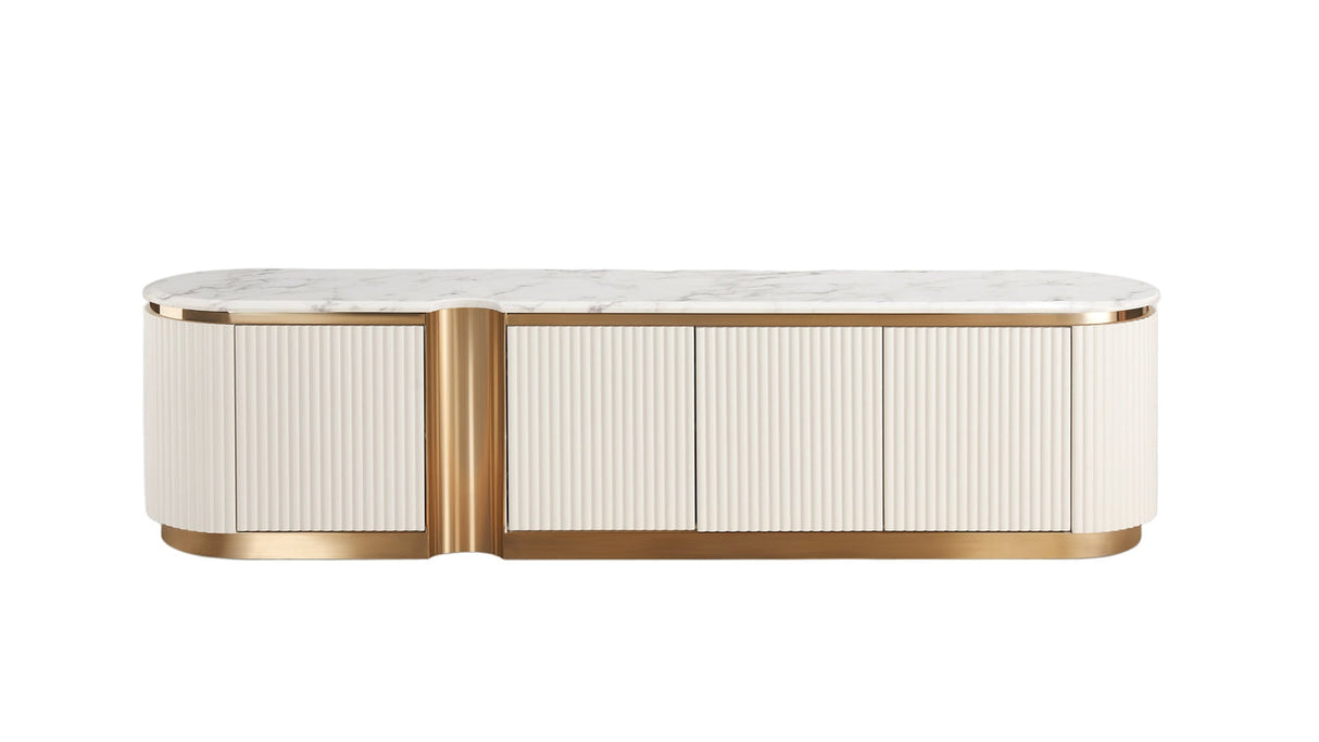 Valente Cream White TV Console by New Era Innovations at Eve Furniture