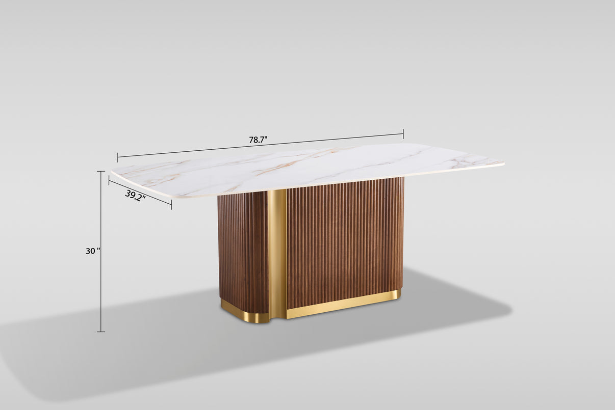 Valente (White/Walnut) Dining Room Set by New Era Innovations at Eve Furniture