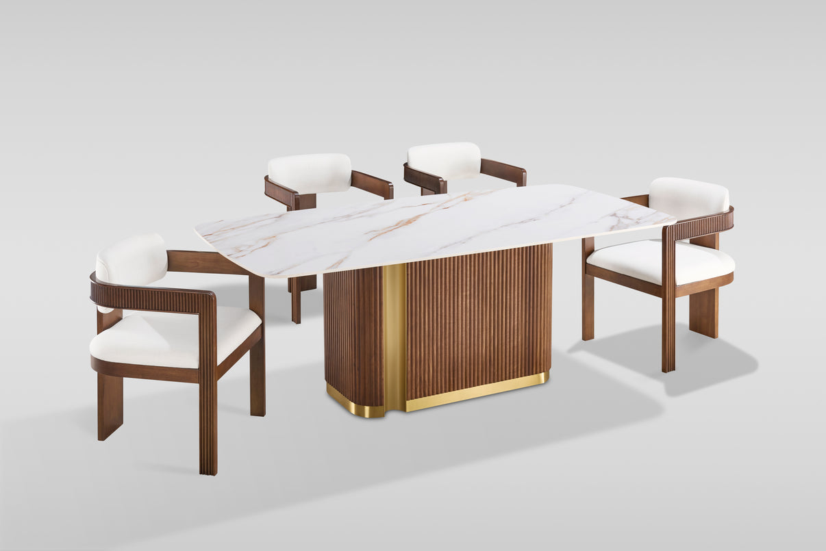 Valente (White/Walnut) Dining Room Set by New Era Innovations at Eve Furniture