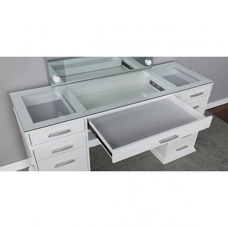 Valentina Luminous White Vanity Set by Furniture of America at Eve Furniture