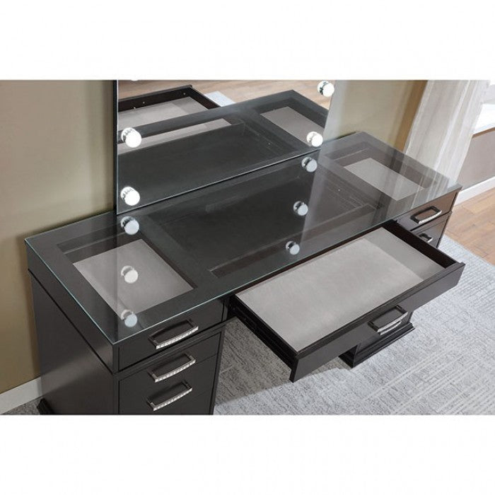 Valentina Obsidian Gray Vanity Set by Furniture of America at Eve Furniture
