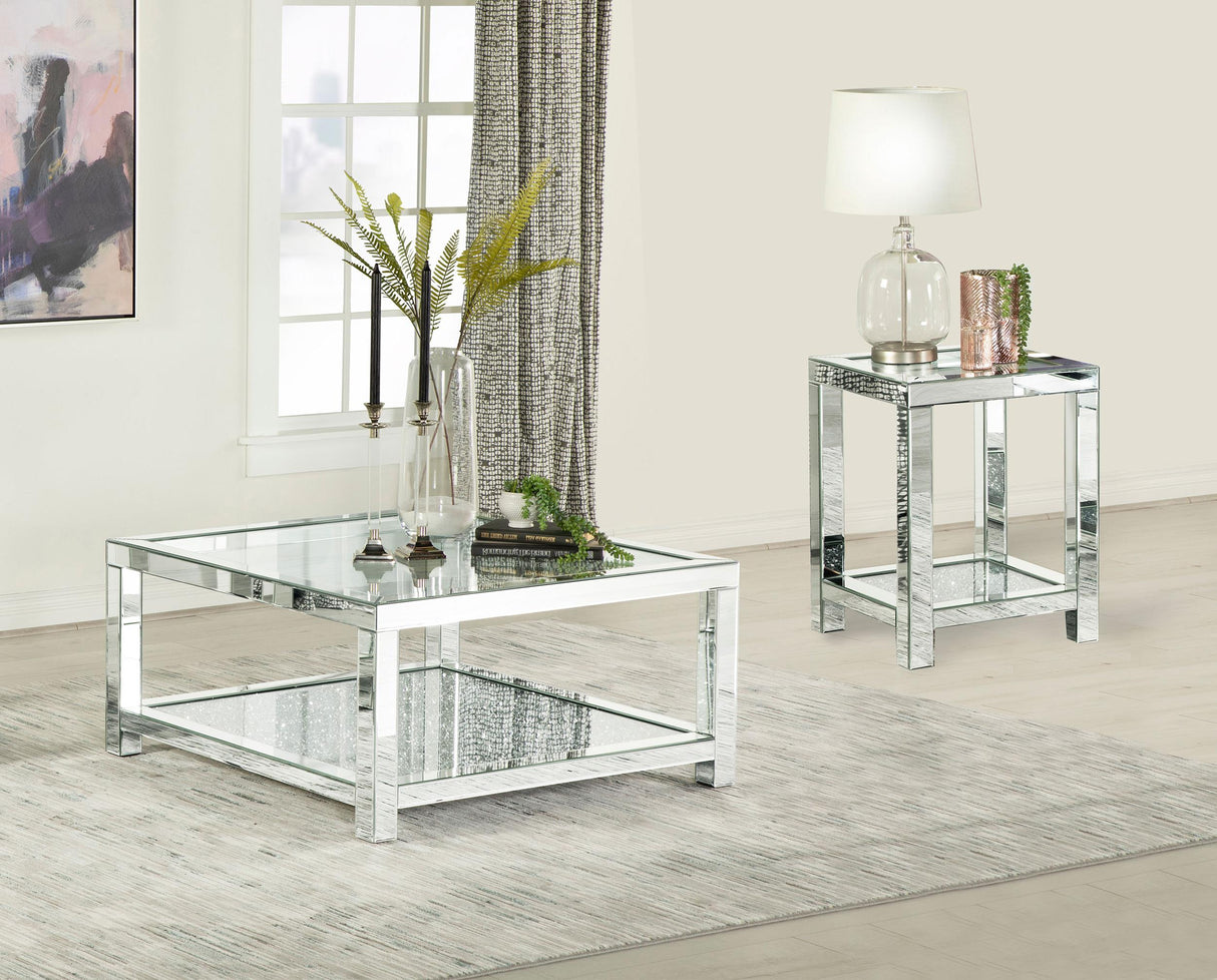 Valentina Silver 2-Piece Mirrored Coffee and End Table Set by Coaster at Eve Furniture