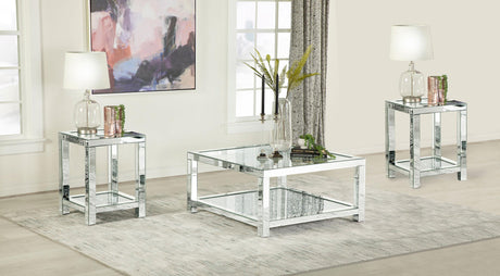 Valentina Silver 3-Piece Mirrored Coffee and End Table Set by Coaster at Eve Furniture