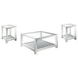 Valentina Silver 3-Piece Mirrored Coffee and End Table Set by Coaster at Eve Furniture