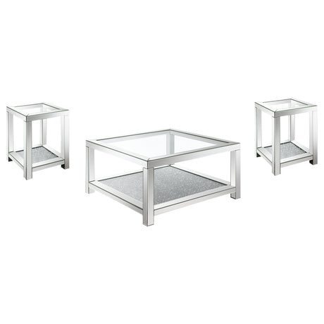 Valentina Silver 3-Piece Mirrored Coffee and End Table Set by Coaster at Eve Furniture