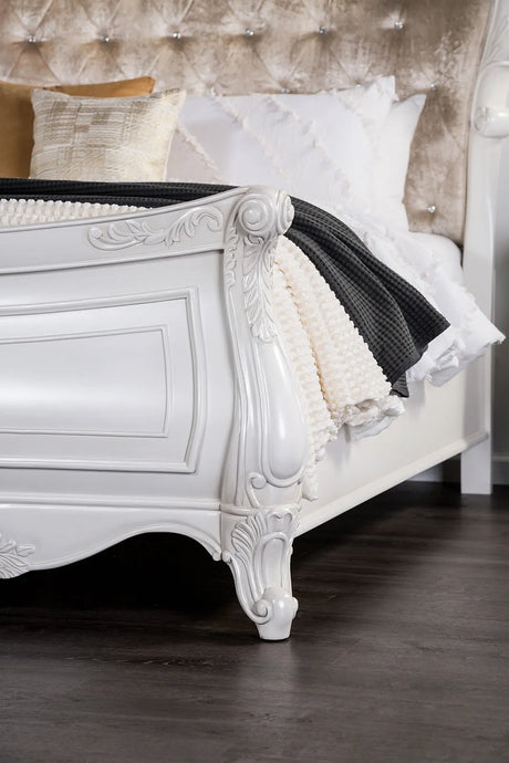 Valentini White/Tan King Bed by Furniture of America at Eve Furniture