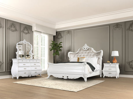 Valentini White/Tan King Bed by Furniture of America at Eve Furniture