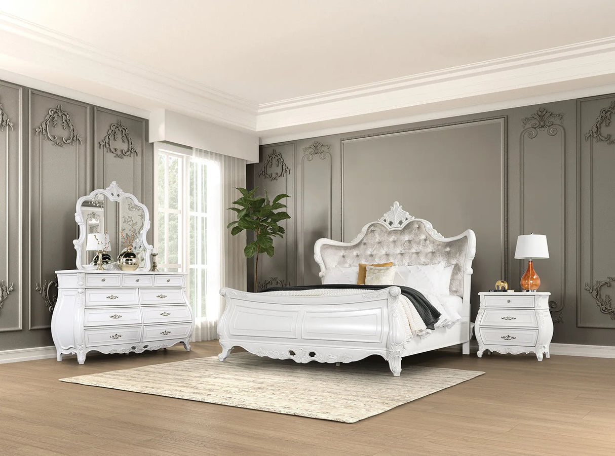 Valentini White/Tan Queen Bed by Furniture of America at Eve Furniture