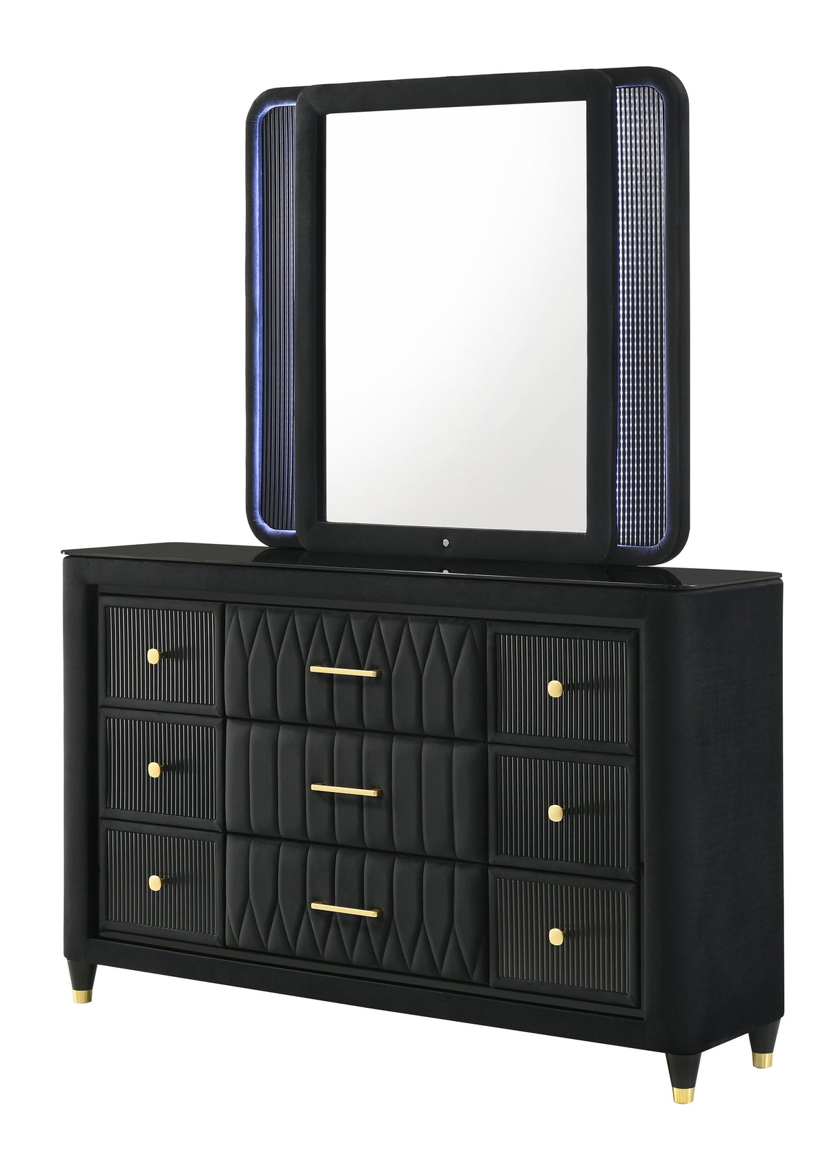 Valeria Black Bedroom Mirror by Crown Mark at Eve Furniture