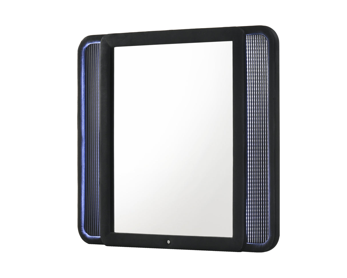 Valeria Black Bedroom Mirror by Crown Mark at Eve Furniture