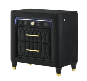 Valeria Black Nightstand by Crown Mark at Eve Furniture