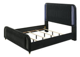 Valeria Black Upholstered LED King Bed by Crown Mark at Eve Furniture