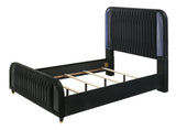 Valeria Black Upholstered LED Queen Bed by Crown Mark at Eve Furniture