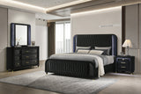 Valeria Black Upholstered LED Queen Bed by Crown Mark at Eve Furniture