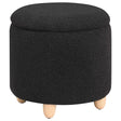Valia Black Faux Sheepskin Upholstered Round Storage Ottoman by Coaster at Eve Furniture