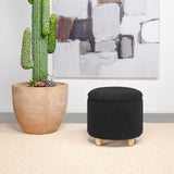 Valia Black Faux Sheepskin Upholstered Round Storage Ottoman by Coaster at Eve Furniture