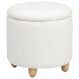 Valia Ivory Faux Sheepskin Upholstered Round Storage Ottoman by Coaster at Eve Furniture