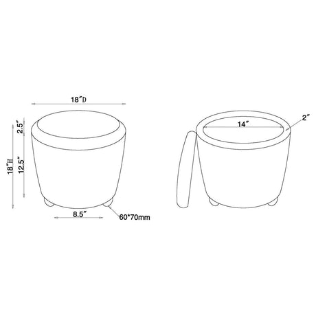 Valia Black Faux Sheepskin Upholstered Round Storage Ottoman by Coaster at Eve Furniture