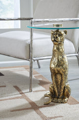 Vallain Antique Gold Finish Accent Table