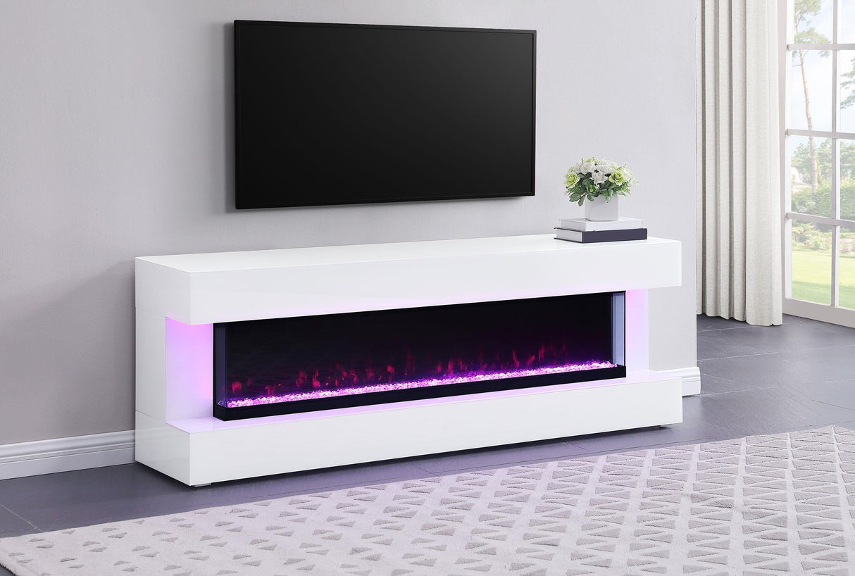 Vallerie 71" TV Stand Fireplace Console White