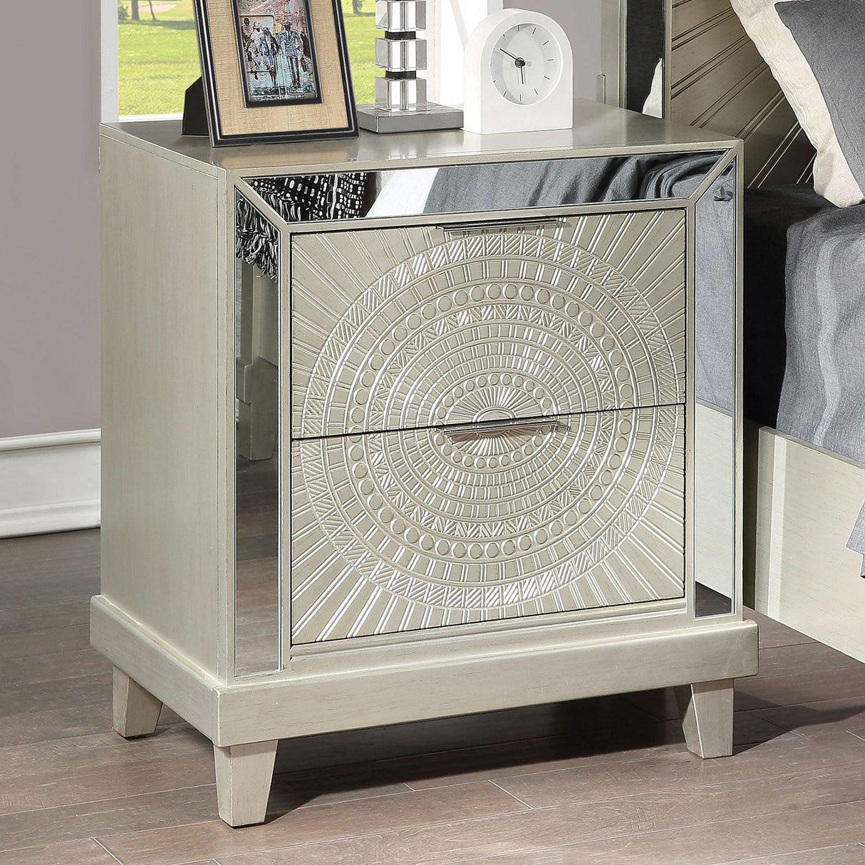Valletta Champagne Night Stand by Furniture of America at Eve Furniture