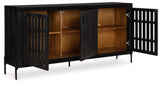 Vallisburg Black/Natural Accent Cabinet by Ashley at Eve Furniture
