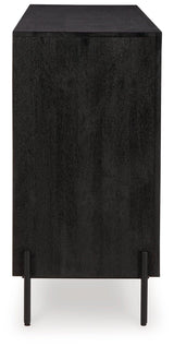 Vallisburg Black/Natural Accent Cabinet by Ashley at Eve Furniture