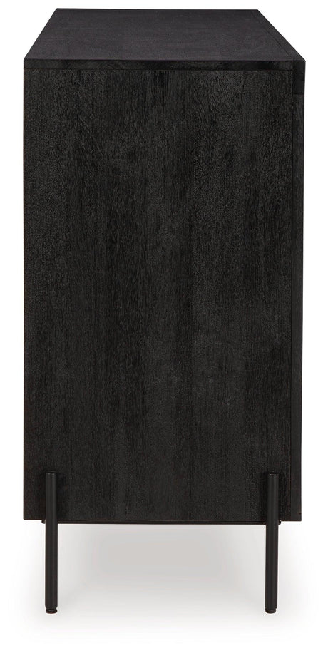 Vallisburg Black/Natural Accent Cabinet by Ashley at Eve Furniture