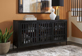 Vallisburg Black/Natural Accent Cabinet by Ashley at Eve Furniture