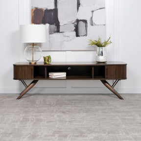 Valna Walnut Rectangular 71" TV Stand with Sliding Doors by Coaster at Eve Furniture