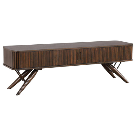 Valna Walnut Rectangular 71" TV Stand with Sliding Doors by Coaster at Eve Furniture