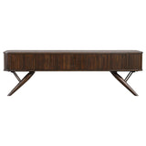 Valna Walnut Rectangular 71" TV Stand with Sliding Doors by Coaster at Eve Furniture