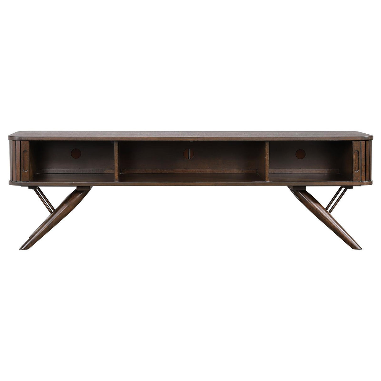 Valna Walnut Rectangular 71" TV Stand with Sliding Doors by Coaster at Eve Furniture
