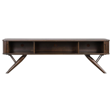 Valna Walnut Rectangular 71" TV Stand with Sliding Doors by Coaster at Eve Furniture
