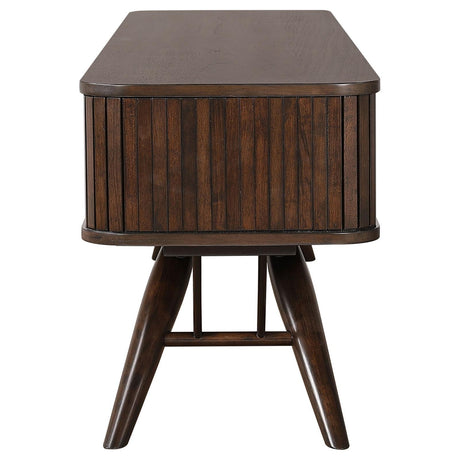 Valna Walnut Rectangular 71" TV Stand with Sliding Doors by Coaster at Eve Furniture