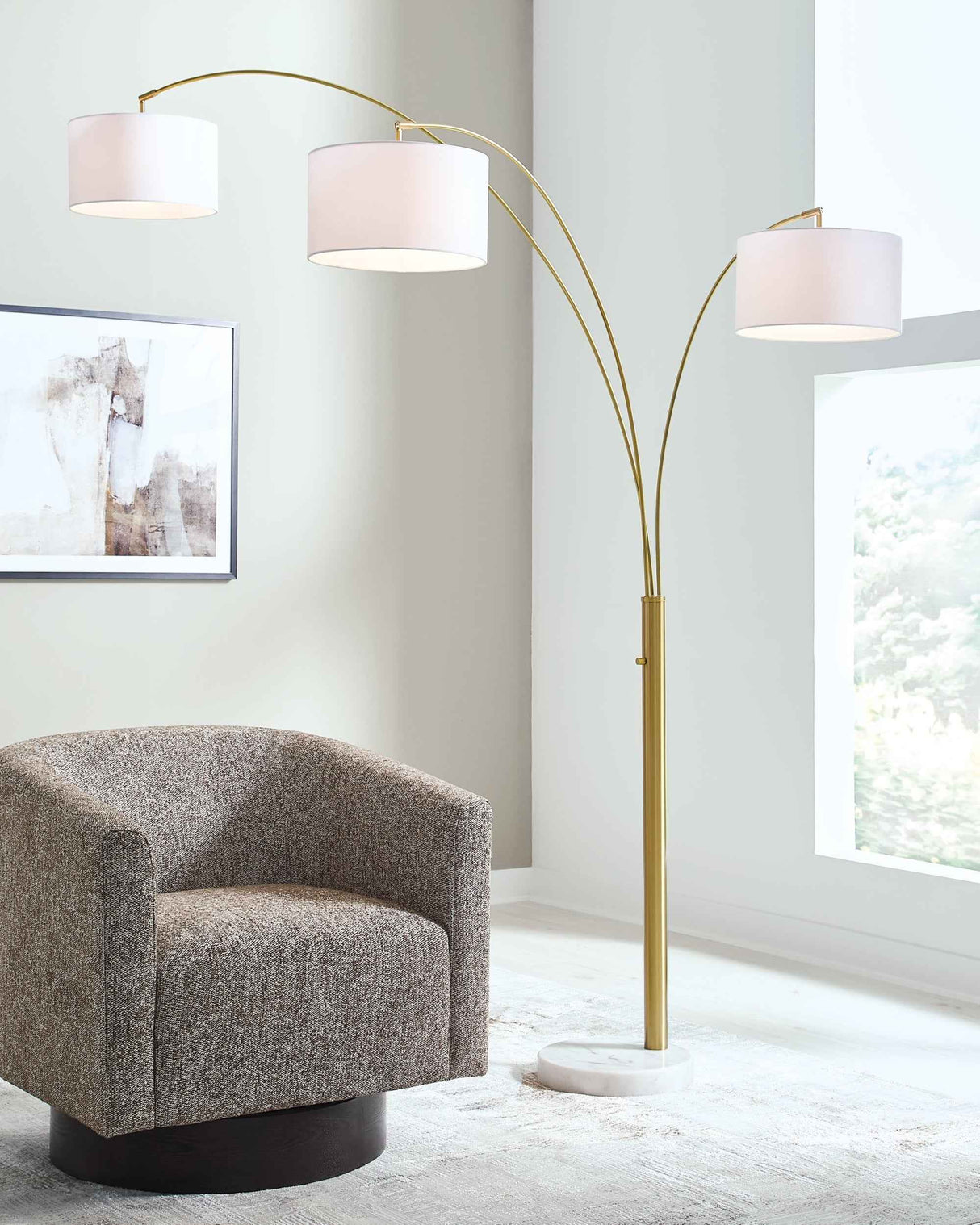Valo Gold Finish Arc Lamp by Ashley at Eve Furniture
