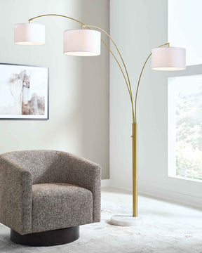 Valo Gold Finish Arc Lamp by Ashley at Eve Furniture