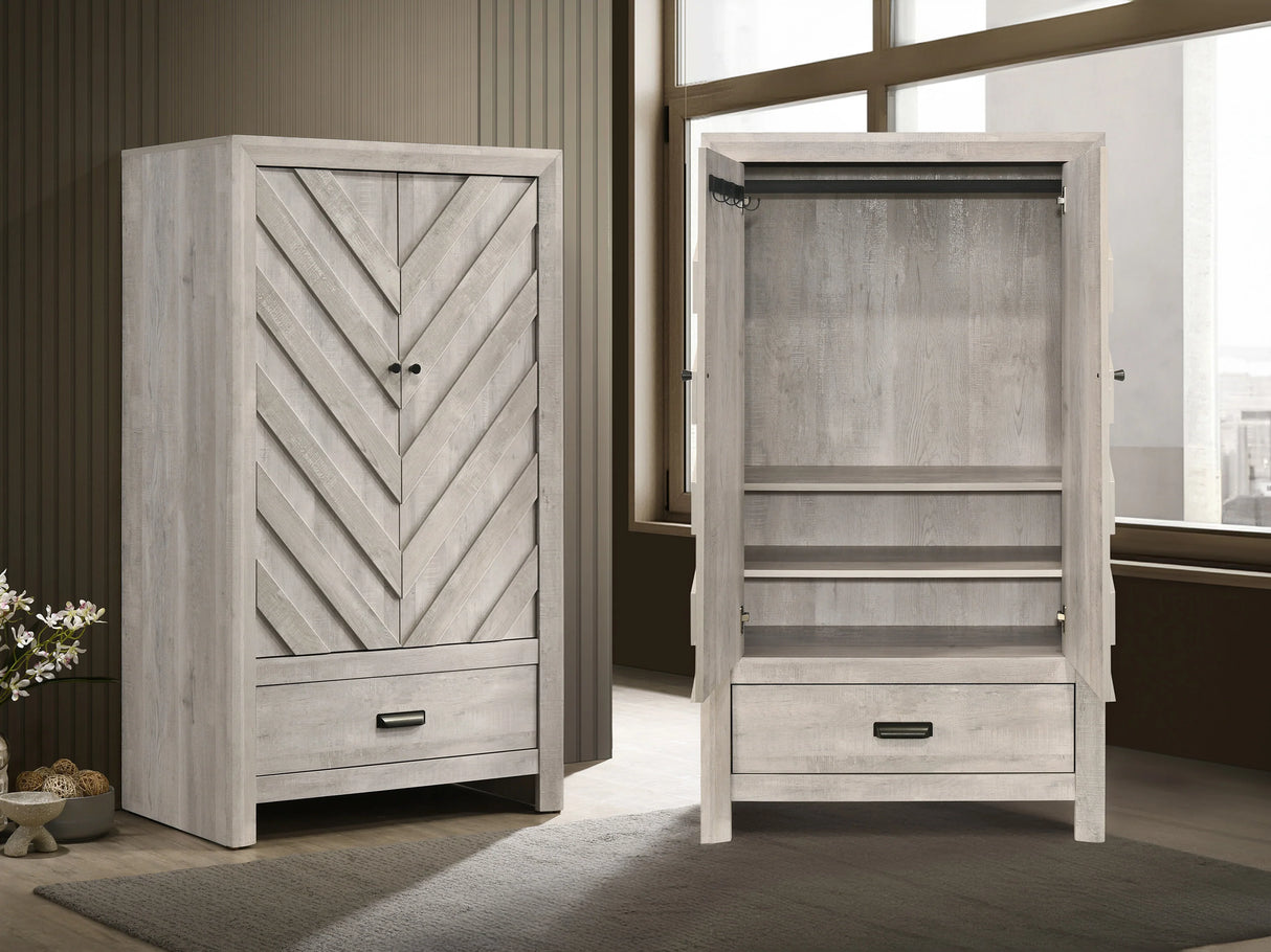 Valor Antique White Armoire by Crown Mark at Eve Furniture