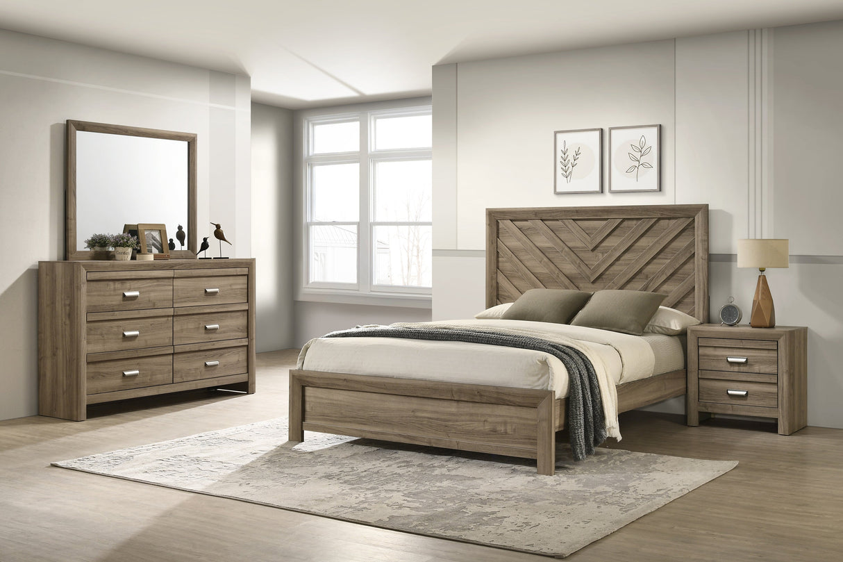 Valor Light Brown King Panel Bed by Crown Mark at Eve Furniture