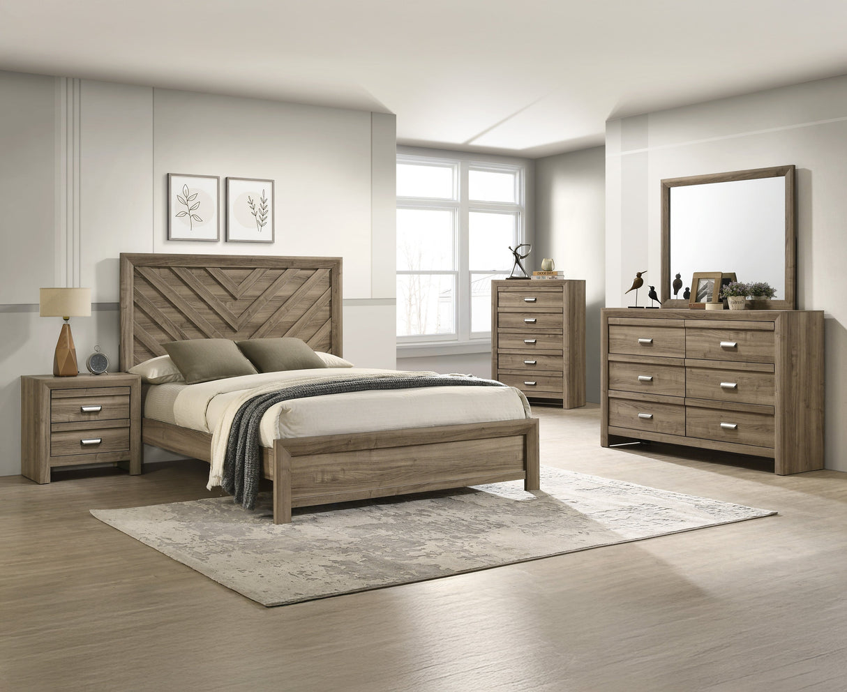 Valor Light Brown King Panel Bed by Crown Mark at Eve Furniture