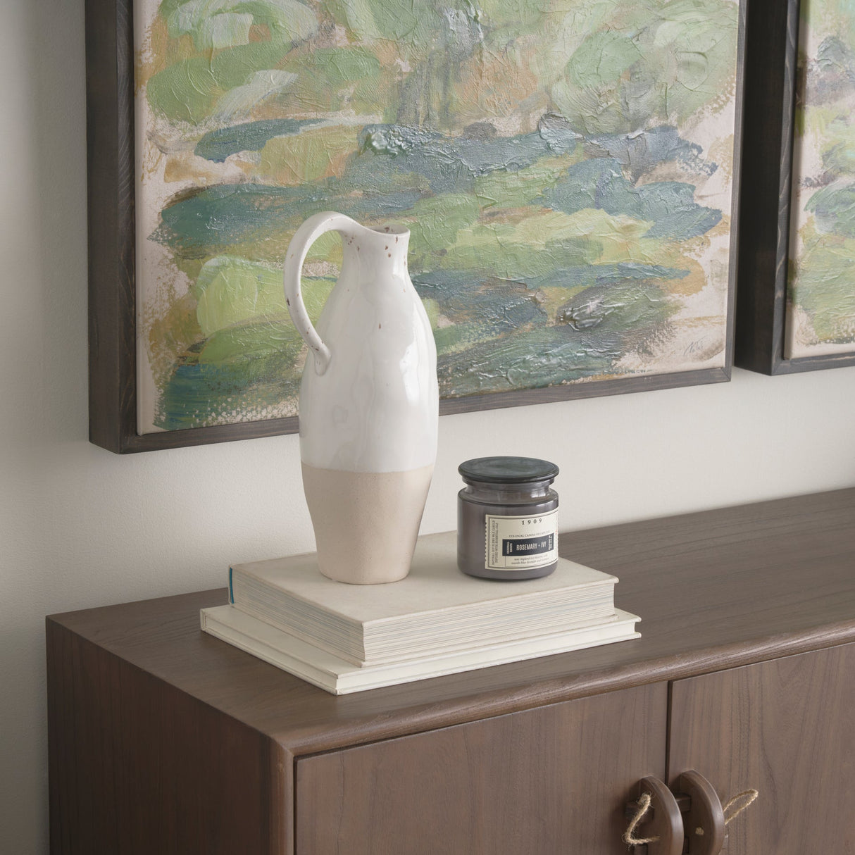 Valora Black Speckled Cream w/ Light Beige Ceramic Jug by Mercana at Eve Furniture