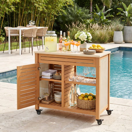 Valtan Natural Bar Cart by Zuomod at Eve Furniture
