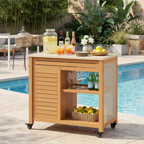Valtan Natural Bar Cart by Zuomod at Eve Furniture