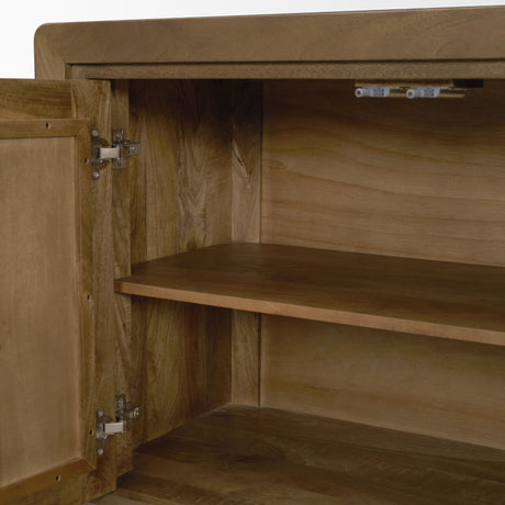 Valterra Dark Brown Wood w/ Cappuccino Marble 4 Door Sideboard by Mercana at Eve Furniture