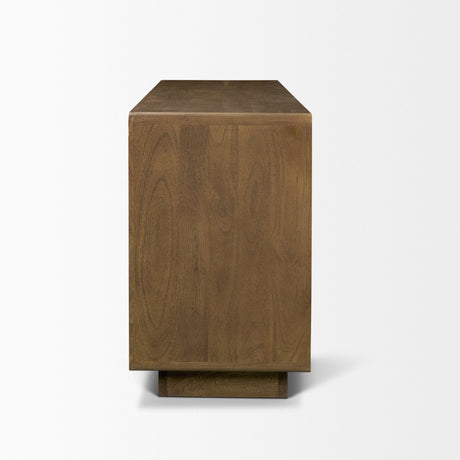 Valterra Dark Brown Wood w/ Cappuccino Marble 4 Door Sideboard by Mercana at Eve Furniture